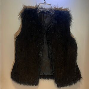 Topshop Black Faux Fur Vest Luxurious Texture